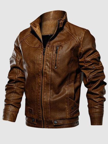Tactical PU Leather Men Motorcycle Jacket