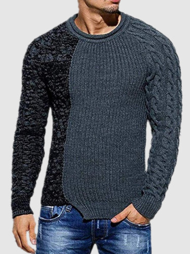 Contrast Color Patchwork Casual Men's Sweater