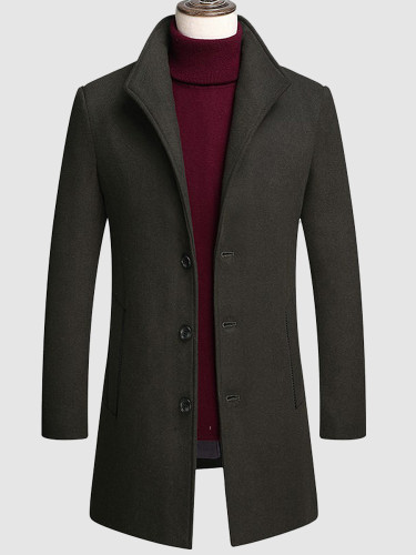 Thick Stand Collar Wool Men's Overcoat