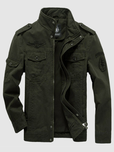 Plus Size Men Zipper Military Jacket