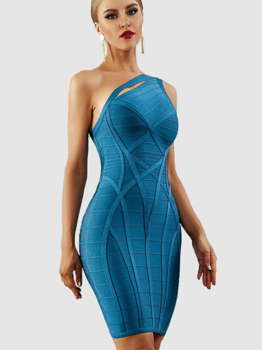 One Shoulder Bandage Bodycon Midi Dress