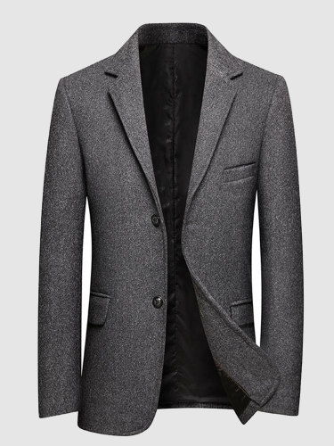 Wool Mix Men Blazer Dark Grey Suit Jacket