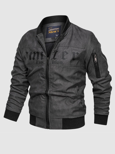 Men's Bomber Jacket with Contrast Ribbed Trims