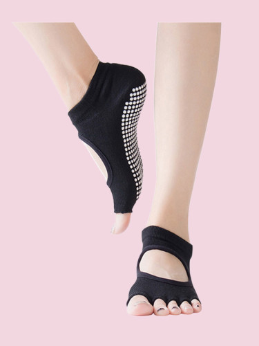 OneBling Instep Hollow Out Half Toe Grip Anti-Slip Ballet, Yoga Toe Socks for Women