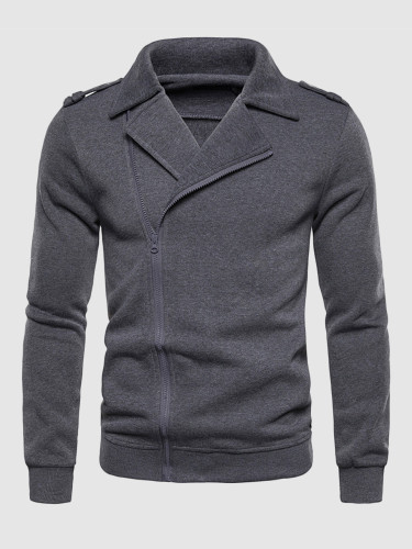 Solid Zip Through Mens Jacket