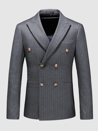 Men's Dashed Stripe Suit Jacket Grey Blazer