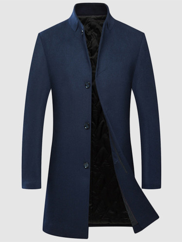 Stand Collar Thick Wool Jacket For Men