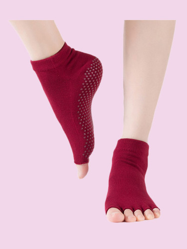 OneBling Open Toe Half Toe Grip Non-Slip Yoga,Ballet Cotton Socks