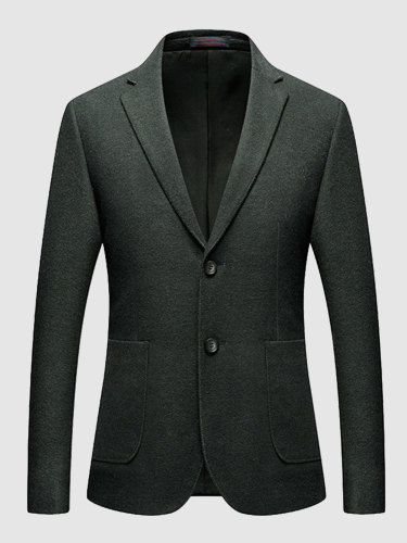 Stitched Wool Blend Casual Blazer Men's Suit Jacket