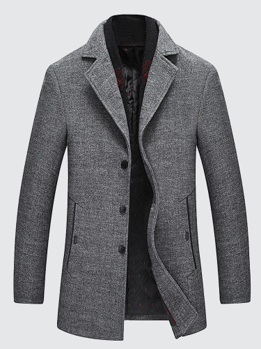 Thick Warm Detachable Scarf Men Wool Coat