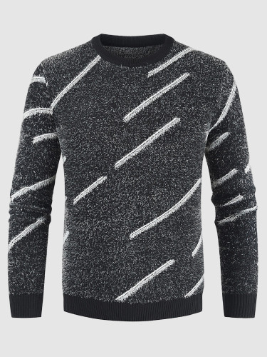 Patchwork Striped Wool Men Sweater
