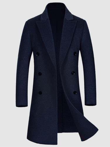 Double Breasted Slim Wool Coat For Men