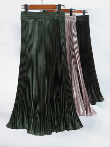 OneBling Elastic Waist Metallic Pleated Skirt