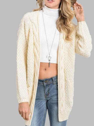OneBling Twist Knitted Long Cardigan Women Sweater 2019 Autumn Winter Pocket Long Sleeve Casual Loose Ladies Sweaters Plus Size