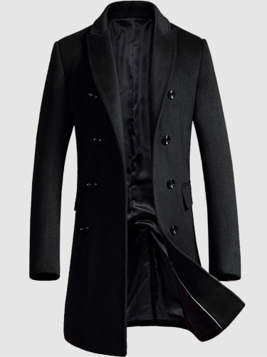 Double Breasted Mens Wool Trench Coat