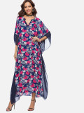 OneBling All Over Printed Plunge Neck Dolman Sleeve Dress