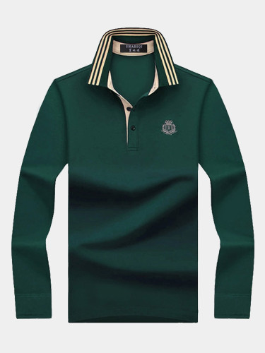 Long Sleeve Men's Polo Shirt with Contrast Tipping