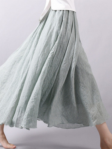 OneBling 85cm / 95 cm Cotton Linen Swing Maxi Skirt
