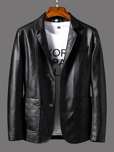 Trendy Slim Handsome Suit Leather Jacket for Men