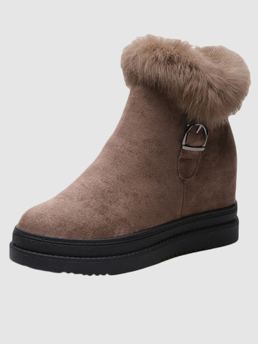 Chunky Zipper Ankle Boots with Faux Fur Trim