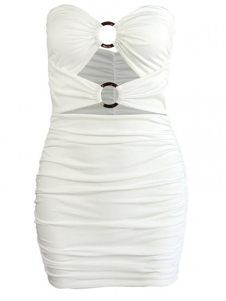 Strapless Ruched Mini Dress With O Ring And Cut Out Detail Onebling Strapless Ruched Mini Dress With O Ring And Cut Out Detail Onebling