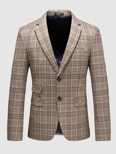 Plus Checked Blazer Men's Suit Jacket