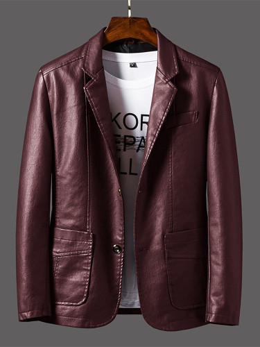 Men's Trendy Slim Handsome Suit Leather Jacket
