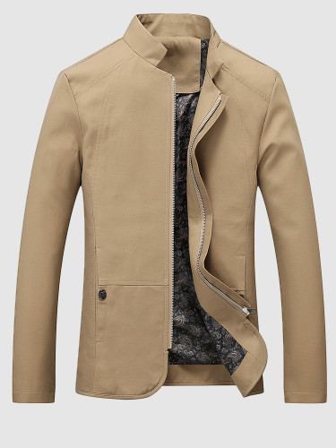 Plus Size Paisley Lined Zipper Men Jacket