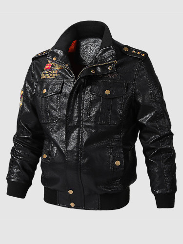 Faux Leather Men's Tactical Jacket
