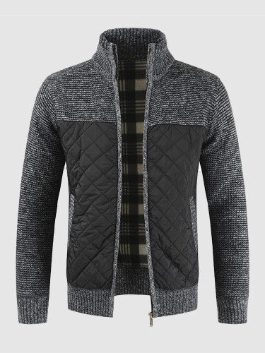 Patchwork Stand Collar Men's Sweater Jackets