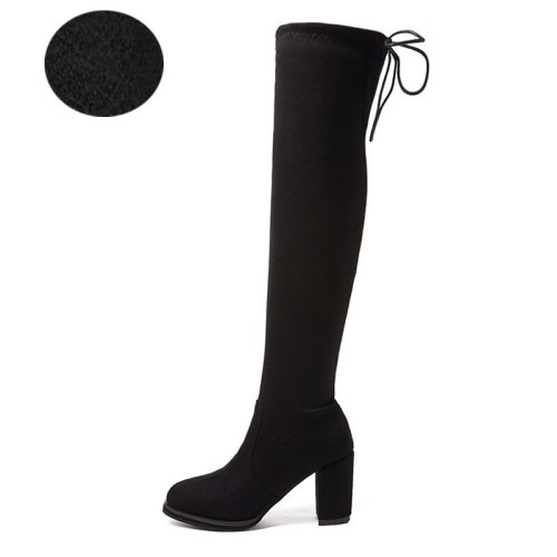 Heeled Knee High Boots In Black