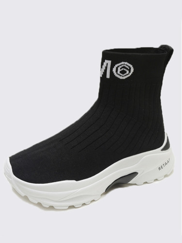 OneBling Women Sock Trainers In Black with Chunky Sole