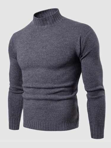 Solid Color Turtleneck Men Sweater
