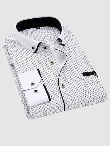 Printed Men Casual Shirt with Contrast Piping
