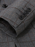 Men's Khaki Check Blazer Two Button Casual Suit Jacket
