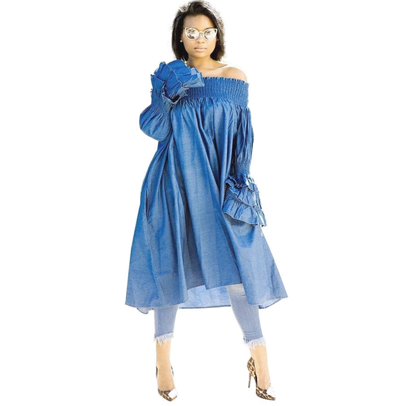 off the shoulder jean dress plus size