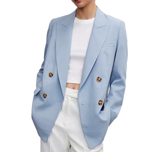 Simple Solid Color Double-Breasted Fashion Suit