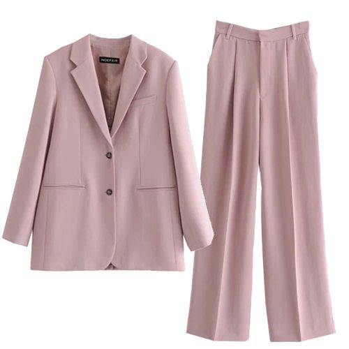 Blazers Suit Pink Two Piece Jacket Set