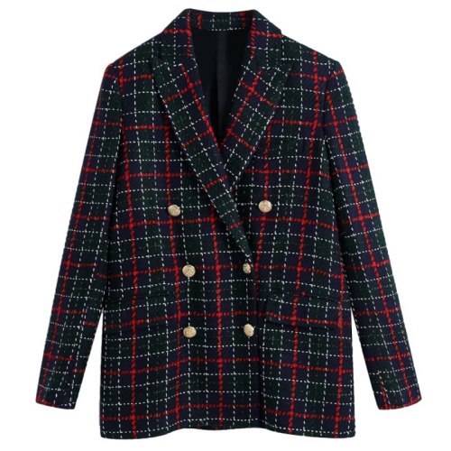 Women 2 Pieces 2021 Plaid Skirts Blazer Set