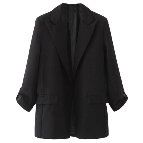 Women Solid Blazers Causal Suit Office Ladies