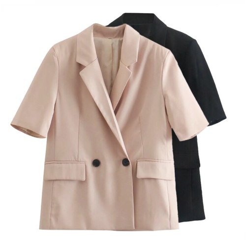 Black Short Sleeve Casual Suit Coat