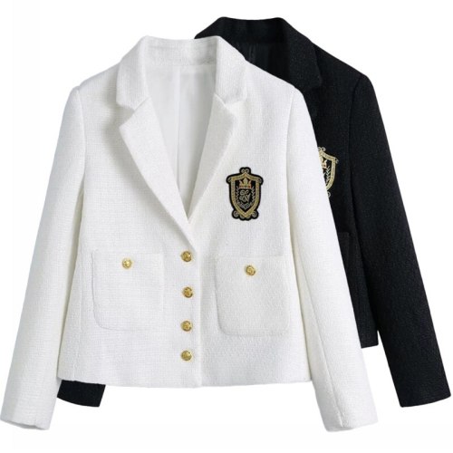 Vintage College Style Women WhiteTweed Jacket