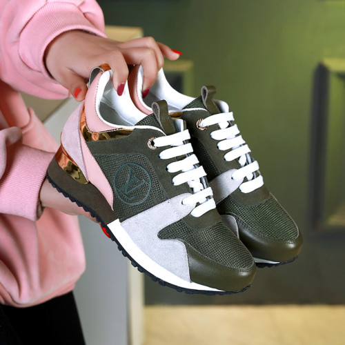 Louis Vuitton Women Shoes Sneakers Luxury Brand Lace-Up Run Away Sneaker with Original Box