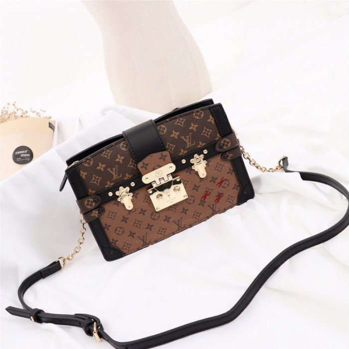 Louis Vuitton Womens Bags Messenger Shoulders Bags Luxury Brand TRUNK CLUTCH Monogram and Monogram Reverse coated canvas Women Bags M43596