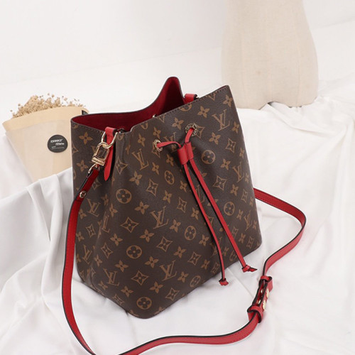 Louis Vuitton Womens Bag Crossbody Design NÉONOÉ MM Coquelicot Red Monogram coated canvas Luxury Brand M44021