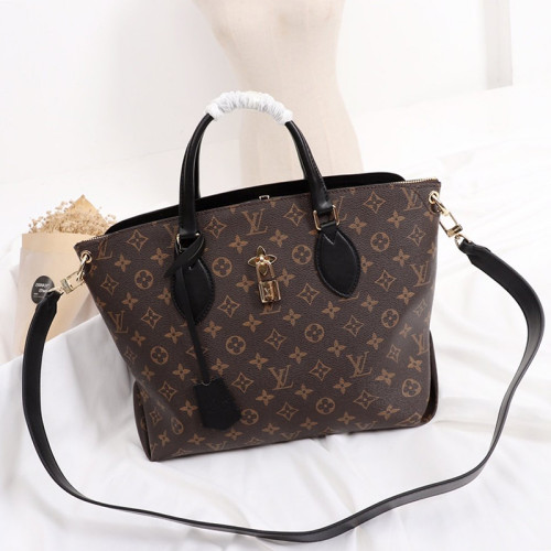 Louis Vuitton Womens Bags Handbags Luxury Brand FLOWER ZIPPED TOTE MM Black Monogram Handbags for Women M44347
