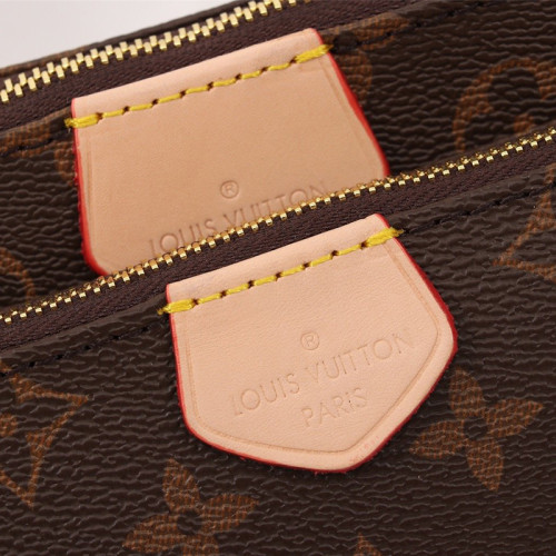 Louis Vuitton Womens Bags Luxury Brand MULTI POCHETTE ACCESSOIRES M44813 Khaki Monogram coated canvas with Original Box