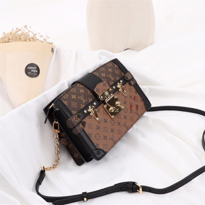 Louis Vuitton Womens Bags Messenger Shoulders Bags Luxury Brand TRUNK CLUTCH Monogram and Monogram Reverse coated canvas Women Bags M43596