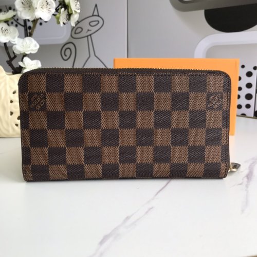 Louis Vuitton Womens Bag Wallet Purse Luxury Brand ZIPPY WALLET Brown Damier Ebene Leather with Original Box N41661