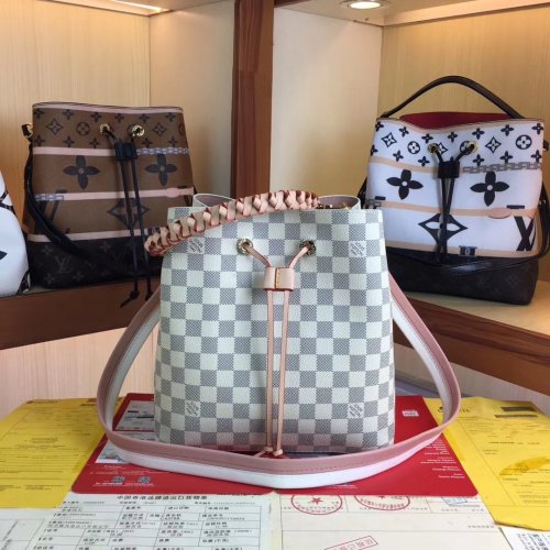 Louis Vuitton Womens Bags Luxury Brand Fashion Type NÉONOÉ MM Damier Azur Coated Canvas N40344 with Original Box